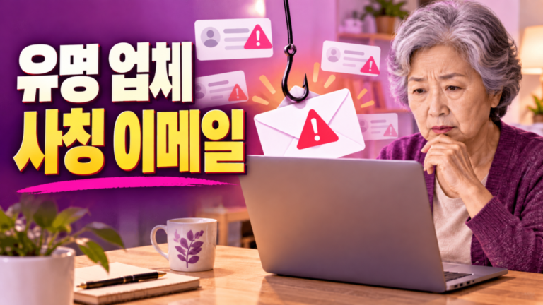 유명 업체 사칭 이메일 경고 그래픽