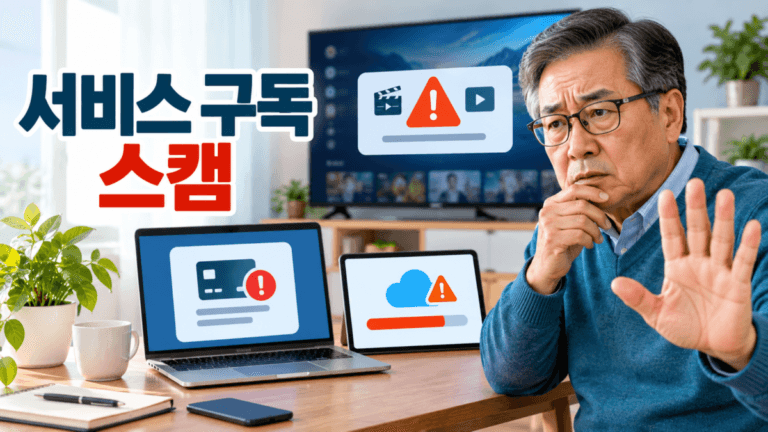 스트리밍과 클라우드 구독 스캠 경고 그래픽